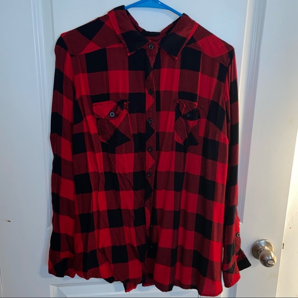 Red Plaid Button-Up - Picture 2 of 4